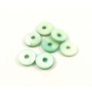 Billes ronde donut 13 mm mother-of-pearl coquillage menthe verte*